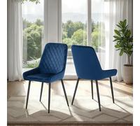 Seconique Avery Dining Chair Set of 2 in Sapphire Blue Velvet, none