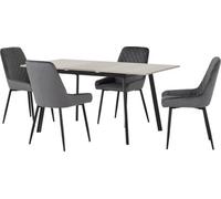 Seconique Avery Extending Dining Set In Grey Oak Effect With Grey Velvet Chairs