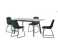 Seconique Avery Extending Dining Set In Grey Oak Effect With Lukas Green Velvet Chairs