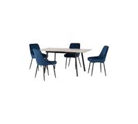 Seconique Avery Extending Dining Set with Avery Chairs in Blue Seconique Blue