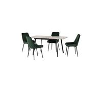 Avery Rectangular Extendable Dining Table With 4 Chairs Green