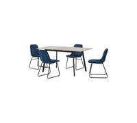 Seconique Avery Extending Dining Set with Lukas Chairs in Blue Seconique Blue