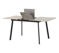 Seconique Avery Extending Dining Table In Concrete Grey Oak Effect And Black Metal Frame