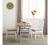 Seconique Balfour Dining Set Table And 4 Chairs In White And Oak Effect With Grey Fabric