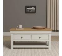 Seconique Bordeaux 2 Drawer Coffee Table Ivory Oak Fully Assembled