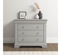 Seconique Bordeaux 3 Drawer Chest (Fully Assembled) in Light Grey Seconique Light Grey