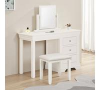 Seconique Bordeaux 3 Drawer Dressing Table Set Ivory And Oat Fabric (Fully Assembled )