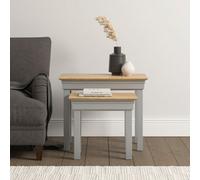Seconique Bordeaux Nest Of 2 Tables - Pebble Grey/oak Fully Assembled
