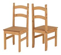 Seconique Budget Mexican Dining Chair Set of 2 in Distressed Waxed Pine