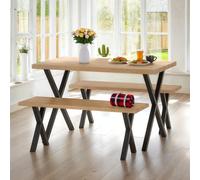 Seconique Buxton Dining Bench Set In Light Oak Effect/Black