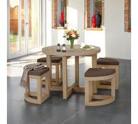 Seconique Cambourne Stowaway Dining Set in Sonoma Oak Effect/Brown Linen