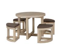 Seconique Cambourne Stowaway Dining Set - Sonoma Oak Effect Veneer/brown Linen Fleck