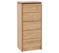 Seconique Charles 5 Drawer Narrow Chest in Light Brown Seconique Light Brown