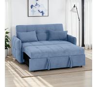 Seconique Chelsea Sofa Bed Metal Pull Out In Blue Fabric With Cushions