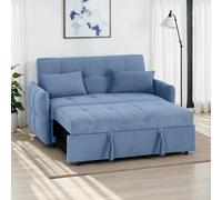 Seconique Chelsea Sofa Bed Metal Pull Out In Blue Fabric With Cushions