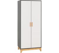 Seconique Cleveland 2 Door Wardrobe in White/Grey Metal Effect