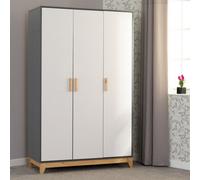 Seconique Cleveland 3 Door Wardrobe - White/Grey Metal Effect, Multi