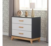 Seconique Cleveland 3 Drawer Chest In White And Pine With Grey Metal Effect