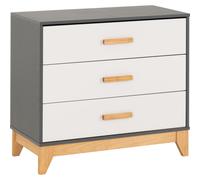 Seconique Cleveland 3 Drawer Chest in White/Grey Metal Effect
