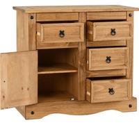 Seconique Corona 1 Door 4 Drawer Sideboard Distressed Wax Pine