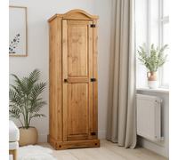 Seconique Corona 1 Door Wardrobe - Distressed Waxed Pine, Brown