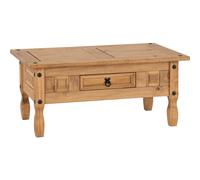 Seconique Corona 1 Drawer Coffee Table in Distressed Waxed Pine