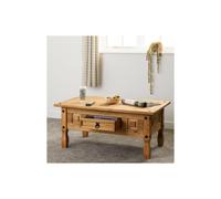 Seconique Corona 1 Drawer Coffee Table in Distressed Waxed Pine, none