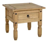 Seconique Corona 1 Drawer Lamp Table in Distressed Waxed Pine