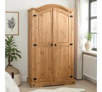 Seconique Corona 2 Door Wardrobe - Distressed Waxed Pine, Brown