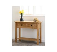 Corona Distressed Waxed Pine 2 Drawer Console Table