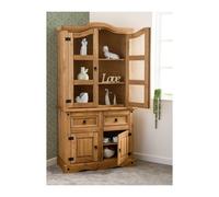 Corona 3' Distressed Waxed Pine/Clear Glass Buffet Hutch