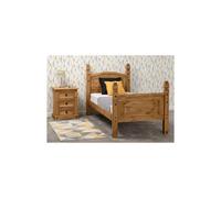 Corona Single 3ft Bed Frame High Foot End Distressed Waxed Pine