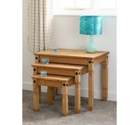 Seconique Corona 3 Table Nest In Distressed Waxed Pine Finish