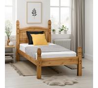 Seconique Corona 3' Low End Bed - Distressed Waxed Pine, Brown