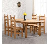 Seconique Corona 4 Chair Extending Dining Set In Distressed Waxed Pine Finish