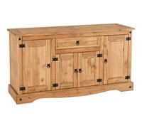Seconique Corona 4 Door 1 Drawer Sideboard in Distressed Waxed Pine