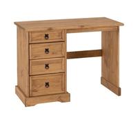 Seconique Corona 4 Drawer Dressing Table - Distressed Waxed Pine, Brown