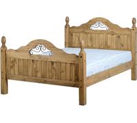 Seconique Corona Scroll 4'6" High End Bed - Distressed Waxed Pine, Brown