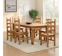 Seconique Corona Mexican Pine 6ft Dining Set - Supplied with 6 Pine Chairs