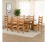 Seconique Corona 8 Chair Extending Dining Set Distressed Waxed Pine Finish
