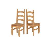 Seconique Corona Dining Chair Set of 2 in Distressed Waxed Pine, none