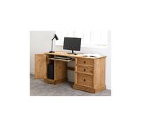 Seconique Corona Computer Desk - Distressed Waxed Pine, Brown
