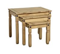 Seconique Corona Distressed Waxed Pine Nest of 3 Tables