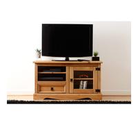 Seconique Corona Entertainment Unit in Distressed Waxed Pine/Glass