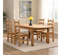 Seconique Corona Extending Dining Set With 4 Chairs - Distressed Waxed Pine, Brown