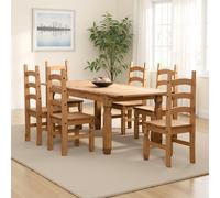 Seconique Corona Extending Dining Set (6 Chairs) in Natural Seconique Natural