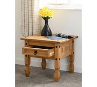 Seconique Corona Distressed Waxed Pine 1 Drawer Lamp Table