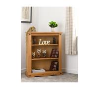 Corona Low Wide Bookcase with 3 Shelves - Waxed Mexican Pine