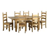 Seconique Corona Extending Dining Set 6 Chairs In Distressed Wax Pine