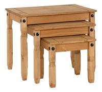 Seconique Corona Nest Of Tables in Distressed Waxed Pine